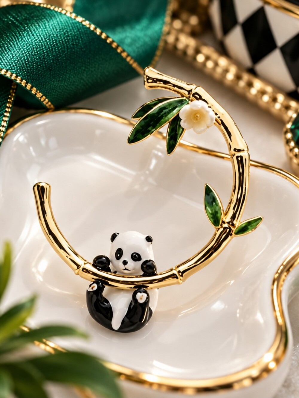 BETSEY JOHNSON HANGING PANDA HOOP EARRINGS 1